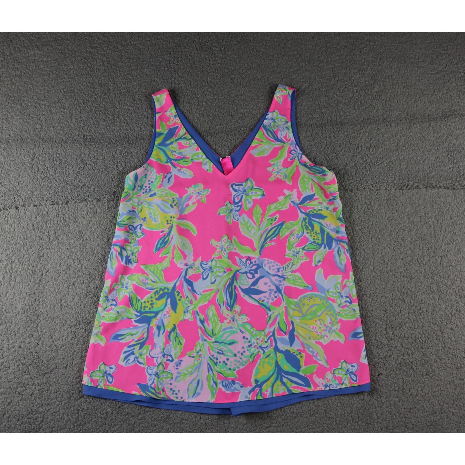 Lilly Pulitzer Top Xs Floral Print Reversible V Neck Tank Blouse